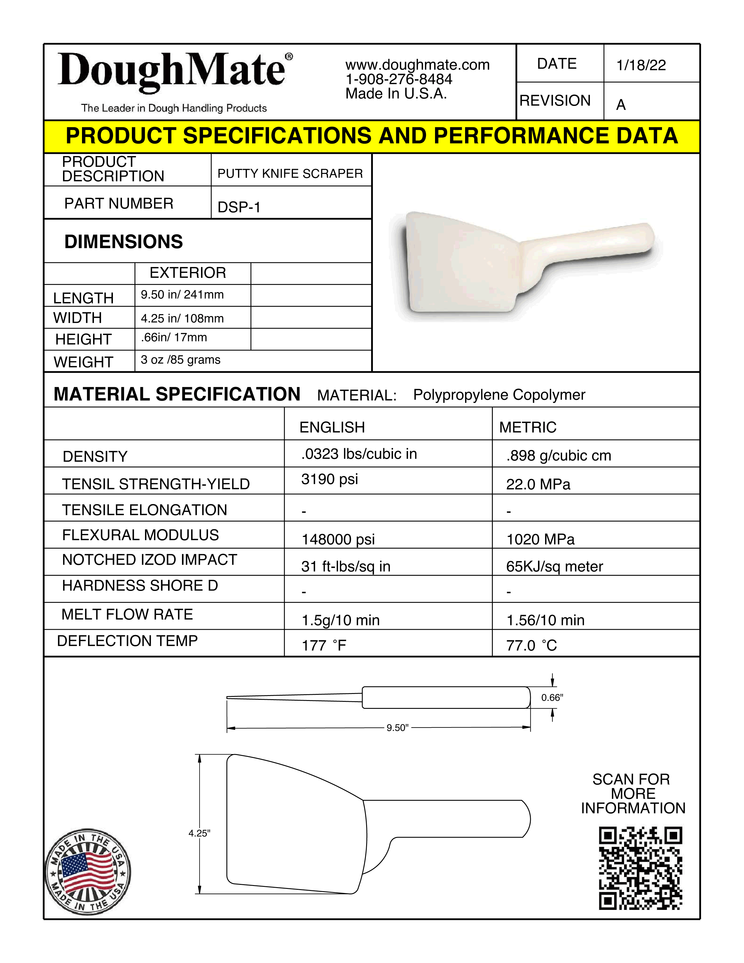 DSP-1 PuttyKnife Product Specifications and Performance